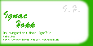 ignac hopp business card